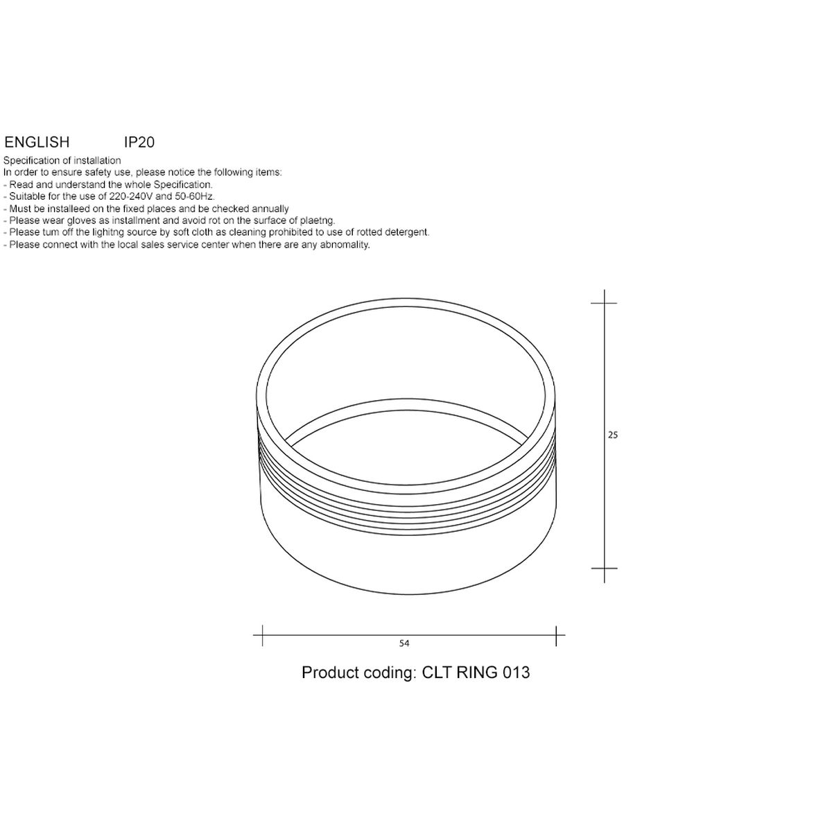 Декоративное кольцо Crystal Lux CLT Ring 013 BL 1