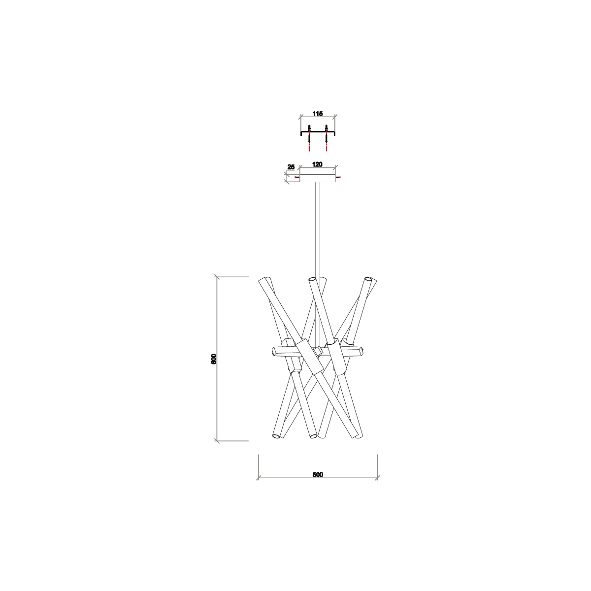 Подвесной светильник Vele Luce Fury VL5684P12 5