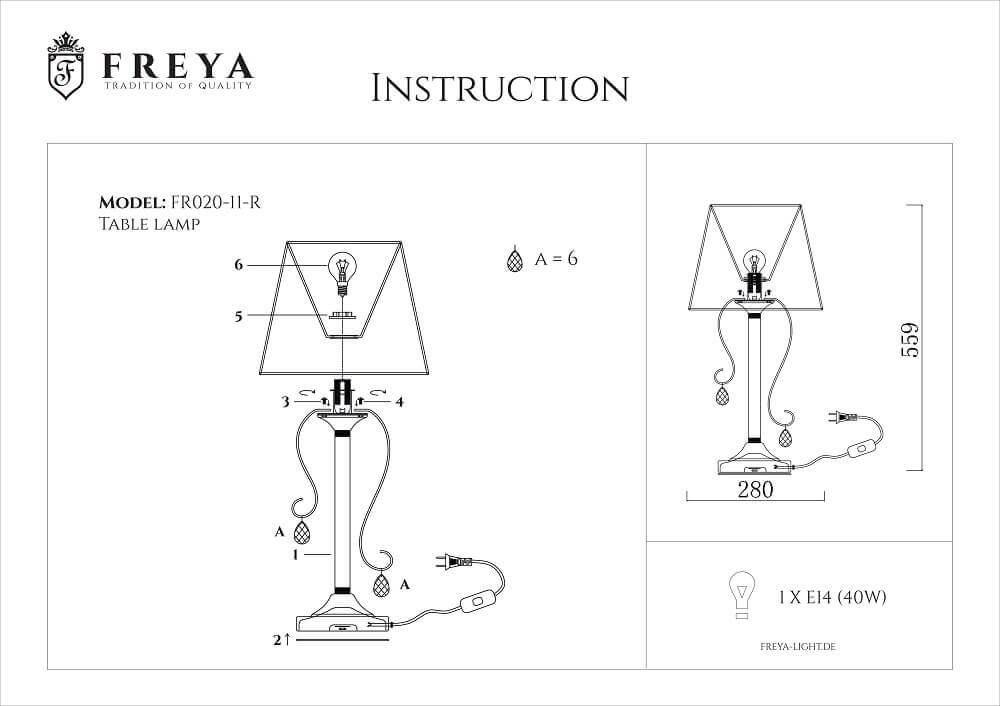 Настольная лампа Freya Simone FR2020-TL-01-BZ 1