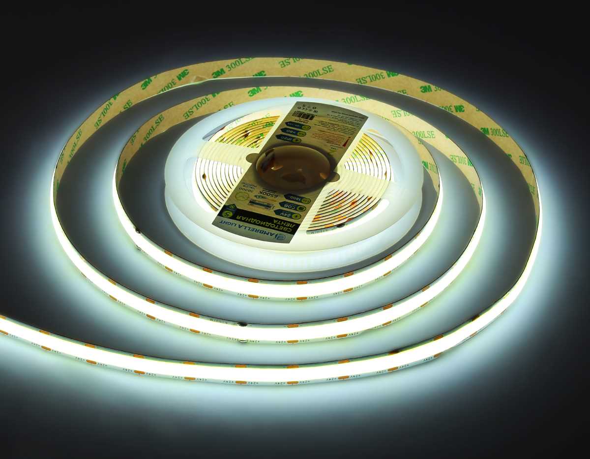 Светодиодная лента Ambrella Light GS4803 COB 616Led/19W m/ 24V IP20 6500K/ 5m*12mm*2mm (2 конт.) GS4803 4