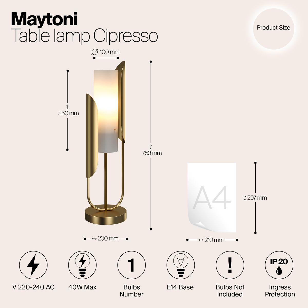 Настольная лампа Maytoni Сipresso Z014TL-01G 2