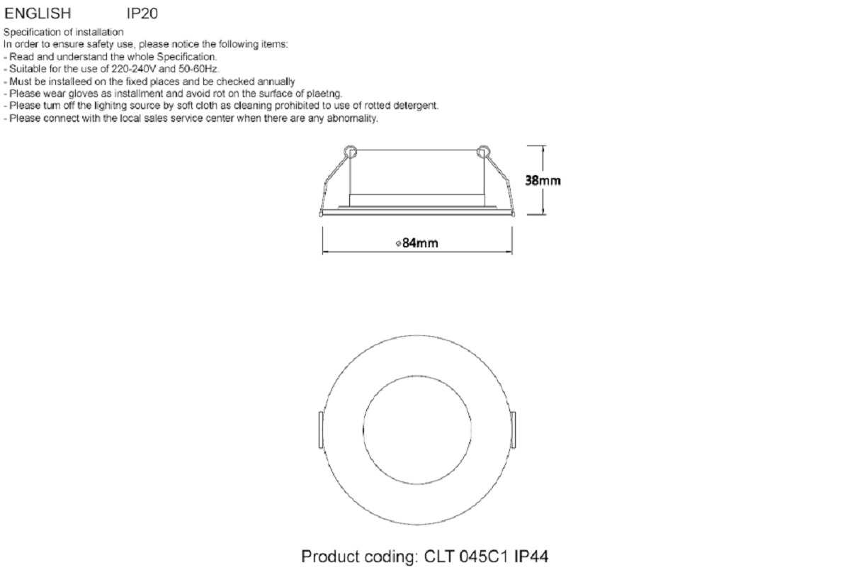Встраиваемый светильник Crystal Lux CLT 045C1 WH IP44 2
