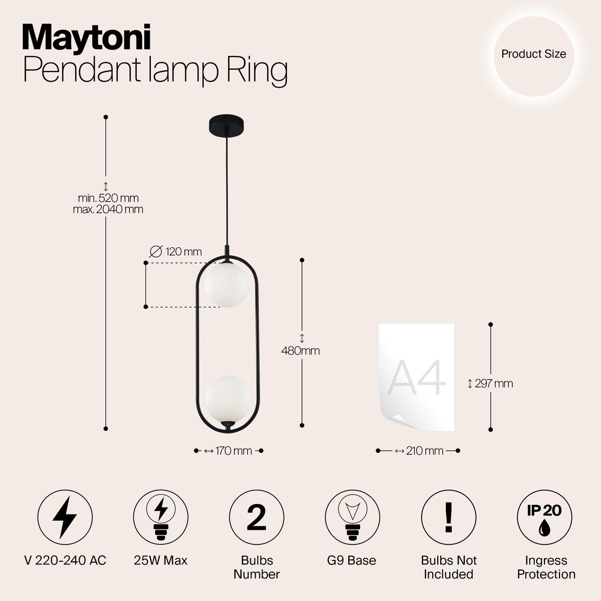 Подвесной светильник Maytoni Ring MOD013PL-02B 1