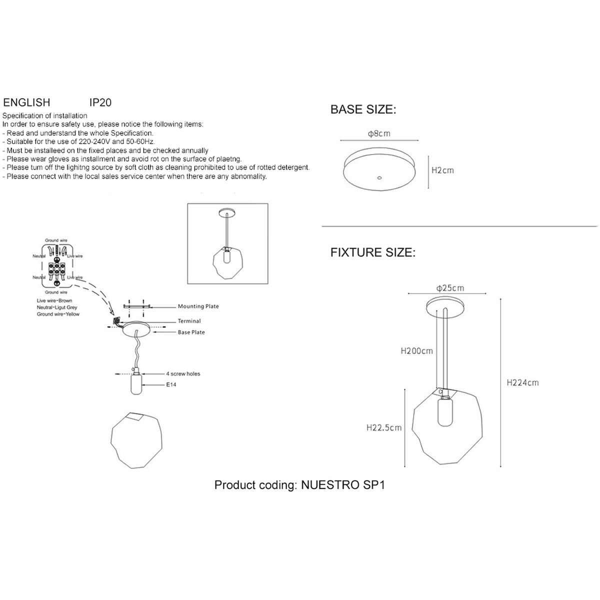 Подвесной светильник Crystal Lux NUESTRO SP1 CHROME/SMOKE 1