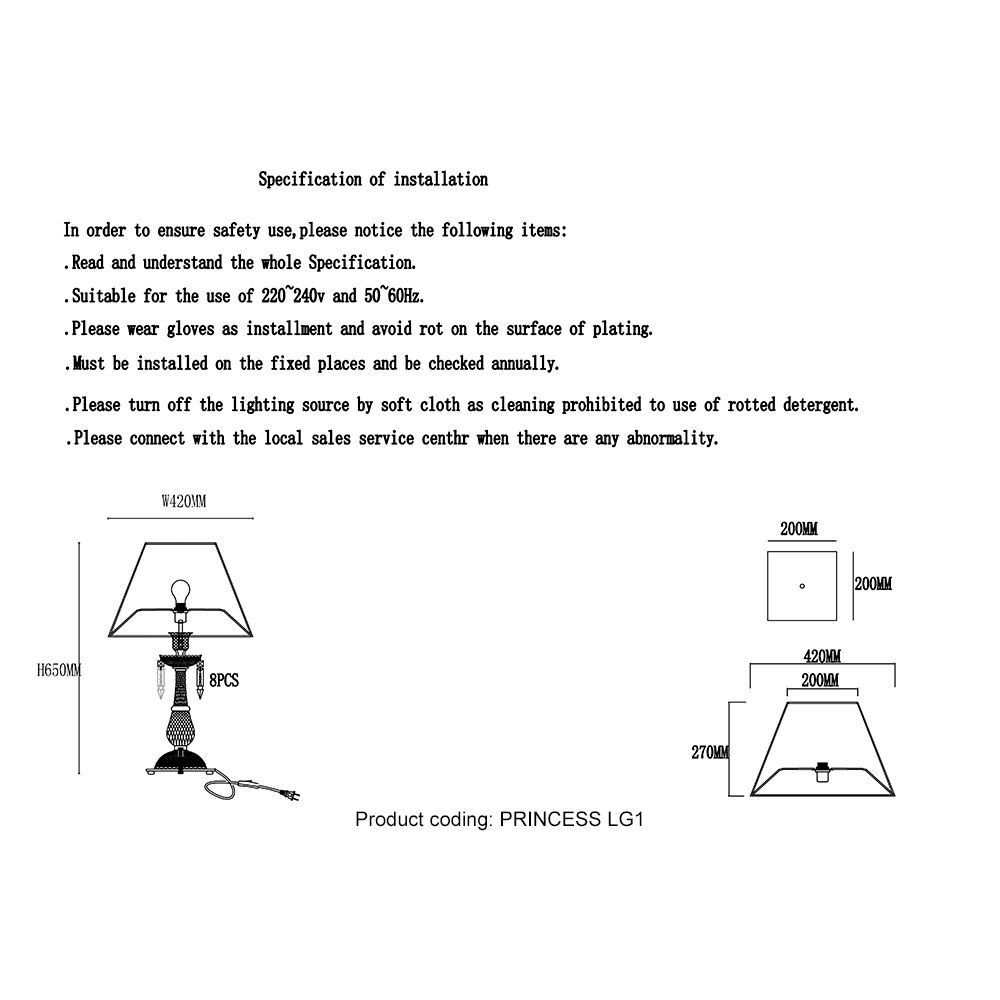 Настольная лампа Crystal Lux Princess LG1 2