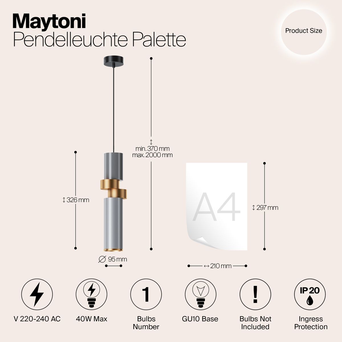 Подвесной светильник Maytoni Palette MOD303PL-01CFL2 1