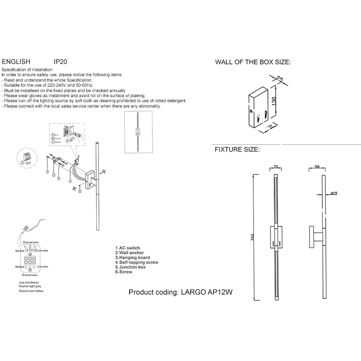 Подсветка для зеркал Crystal Lux Largo AP12W Gold 1