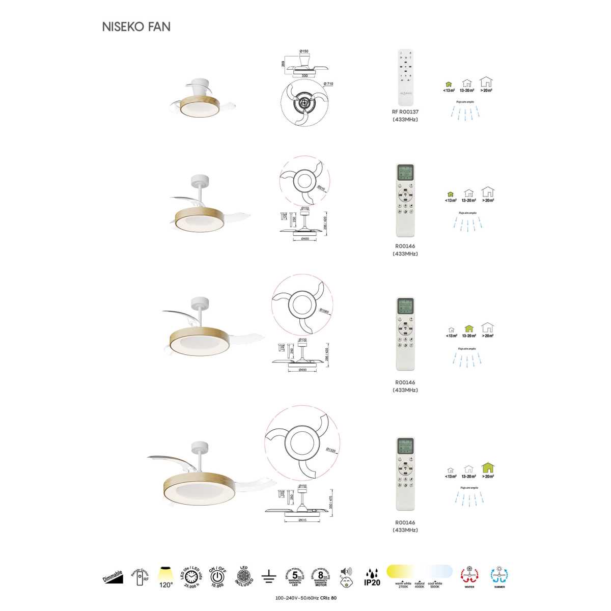 Люстра-вентилятор Mantra NISEKO FAN S 9012 3