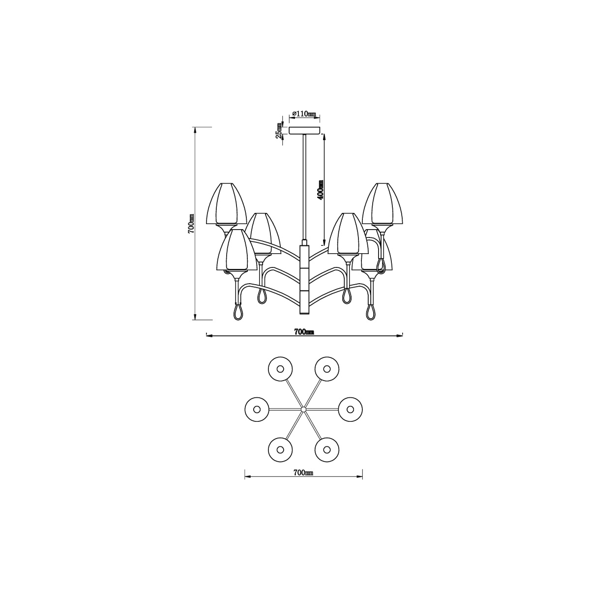 Подвесная люстра Vele Luce Oro VL5654P26 5