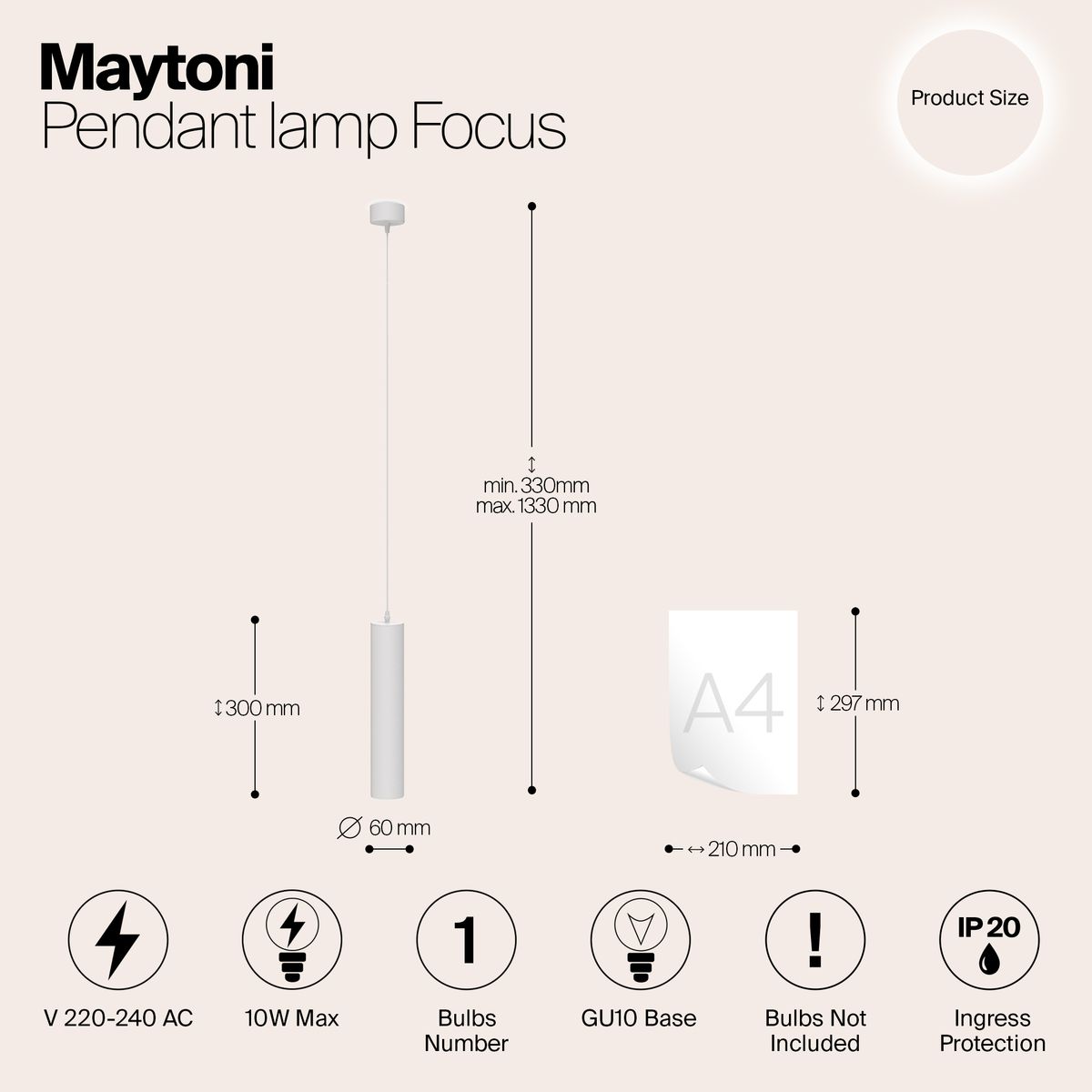 Подвесной светильник Maytoni Technical Focus P075PL-01W 1