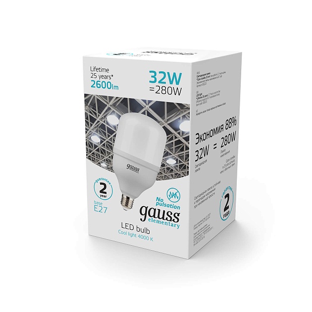Лампа светодиодная Gauss E27 32W 4000K матовая 63223 изображение 4 Лампа светодиодная Gauss E27 32W 4000K матовая 63223 Фото № 4