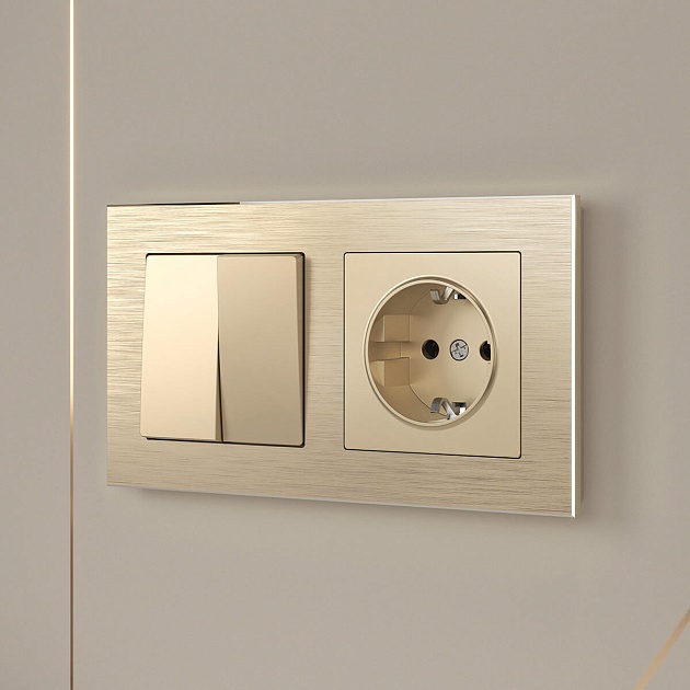 Выключатель двухклавишный Werkel шампань W1120011 4690389157134 изображение 2 Выключатель двухклавишный Werkel шампань W1120011 4690389157134 Фото № 2