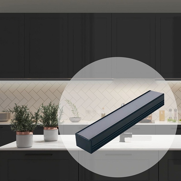 Профиль накладной с рассеивателем черный/белый 2м. Apeyron 08-10-ЧБ Фото № 12