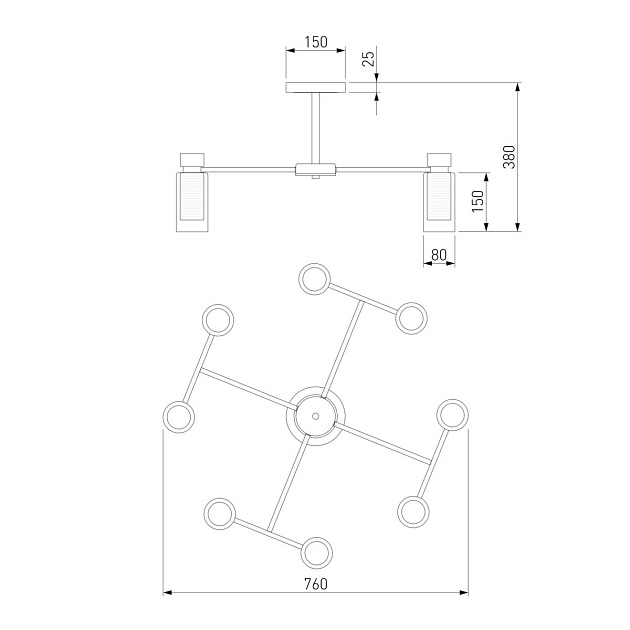 Потолочная люстра Eurosvet Amado 70115/8 черный изображение 2 Потолочная люстра Eurosvet Amado 70115/8 черный Фото № 2