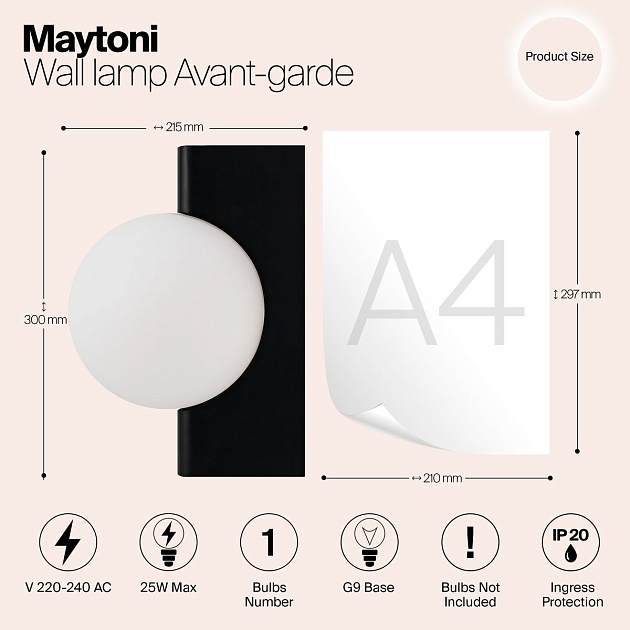 Бра Maytoni Avant-garde MOD324WL-01B изображение 2 Бра Maytoni Avant-garde MOD324WL-01B Фото № 2