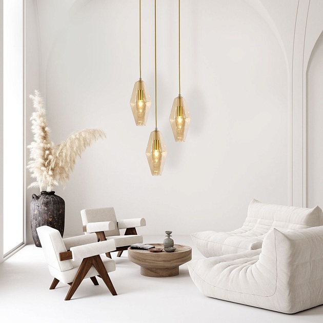 Подвесная люстра Eurosvet Prism 50236/3 янтарный Фото № 6