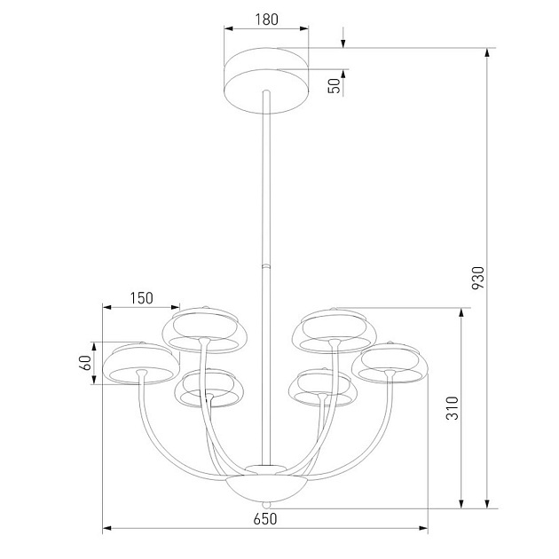 Подвесная светодиодная люстра Eurosvet Fungo 50388 LED черный изображение 2 Подвесная светодиодная люстра Eurosvet Fungo 50388 LED черный Фото № 2