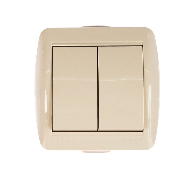 Выключатель двойной Lezard Nata кремовый 710-0300-101 Фото № 1