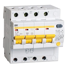 KARAT Дифференциальный автомат АД14 4P 32А 300мА тип AC IEK MAD10-4-032-C-300