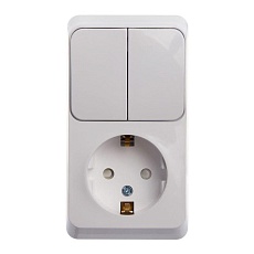 Блок розетка-выключатель Systeme Electric Этюд белый BPA16-202B