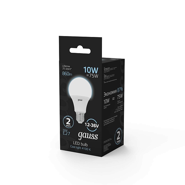 Лампа светодиодная Gauss E27 10W 4100K матовая 202502210 изображение 5 Лампа светодиодная Gauss E27 10W 4100K матовая 202502210 Фото № 5