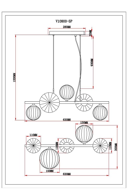 Подвесная люстра Moderli Renny V10800-5P изображение 2 Подвесная люстра Moderli Renny V10800-5P Фото № 2
