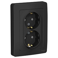 Розетка двойная 2К+З Systeme Electric Blanca 16A 250V со шторками антрацит BLNRS001126