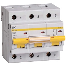 KARAT Автоматический выключатель ВА47-100 3P D 10А 10кА IEK MVA40-3-010-D