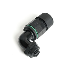 Соединитель-коннектор LD543 3-контактный угловой с винтовым контактом IP68, черный 1