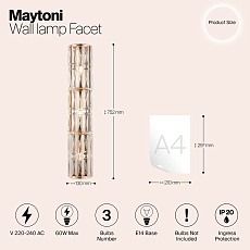 Настенный светильник Maytoni Facet MOD094WL-03G 1