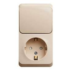 Блок розетка-выключатель Systeme Electric Этюд кремовый BPA16-201K