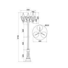 Садово-парковый светильник Maytoni Novara O026FL-03B 2