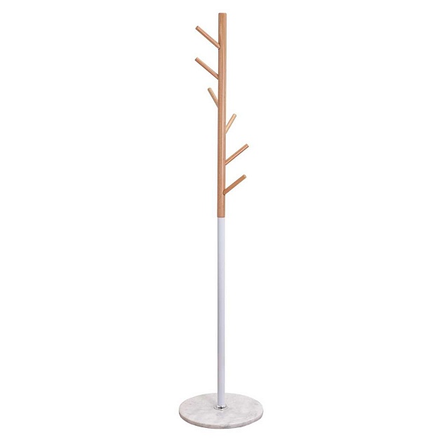 Напольная вешалка AksHome Agata белый, дерево + металл 66649 изображение 1 Напольная вешалка AksHome Agata белый, дерево + металл 66649 Фото № 1