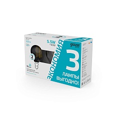 Лампа cветодиодная Gauss E14 5,5W 4100K прозрачная 3 шт. 1051126T 1