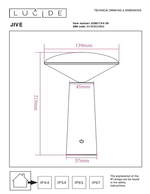 Уличный светодиодный светильник Lucide Jive 02807/04/30 Фото № 2