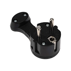 Вилка Евро угловая с з/к 16 А плоская за шкаф черная REXANT 16-0736 1