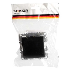 Розетка 2P+PE Stekker Эрна с крышкой черный PST16-9112-03 49156 2