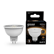 Лампа светодиодная Gauss GU5,3 7W 3000K прозрачная 101505107 2