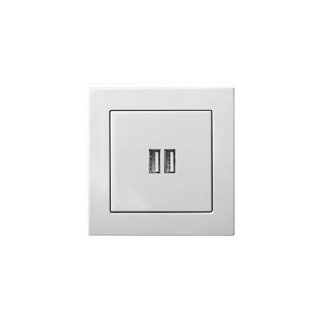 Розетка 2xUSB Liregus Epsilon белый 28-0352 Фото № 1