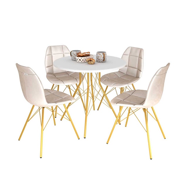 Обеденная группа Sheffilton SHT-DS146 жемчужный/белый/золото 6034672801 Фото № 1