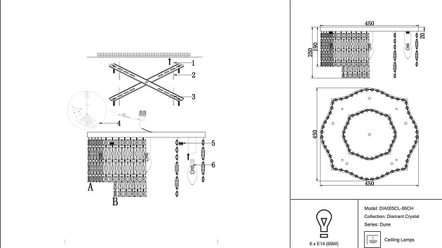 Потолочная люстра Maytoni Dune DIA005CL-06CH Фото № 5