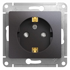 Розетка 2К+З Systeme Electric Glossa 16A 250V со шторками графит GSL001345