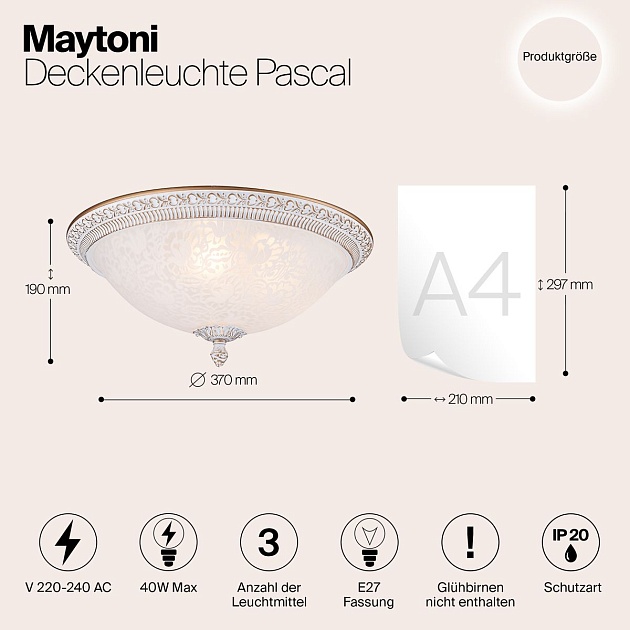 Потолочный светильник Maytoni Pascal C908-CL-03-W Фото № 2