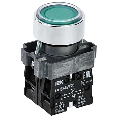 Кнопка управления LA167-BAF35 d=22мм 1з+1р зеленая IEK BBT20-BAF35-3-22-67-K06