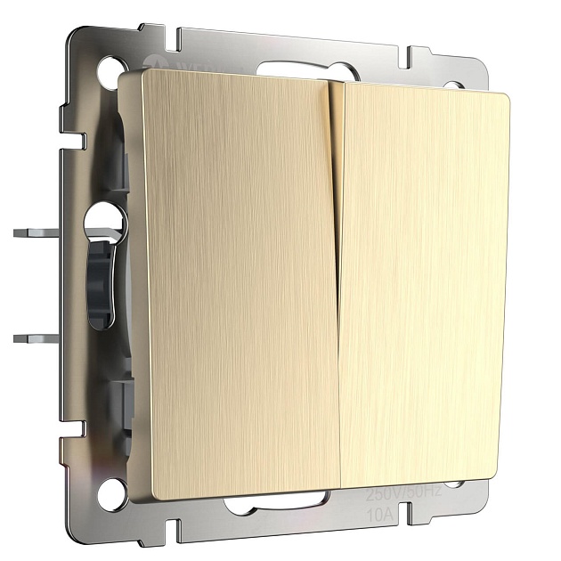 Выключатель двухклавишный проходной Werkel шампань рифленый W1122010 4690389160240 Фото № 1