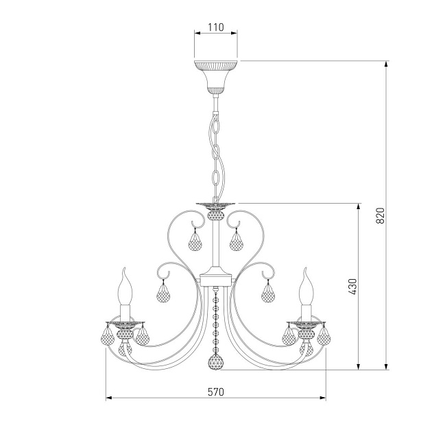Подвесная люстра Eurosvet 3305/5 белый с золотом/прозрачный хрусталь Strotskis Фото № 2