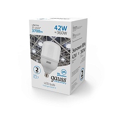 Лампа светодиодная Gauss E27 42W 6500K матовая 63234 3