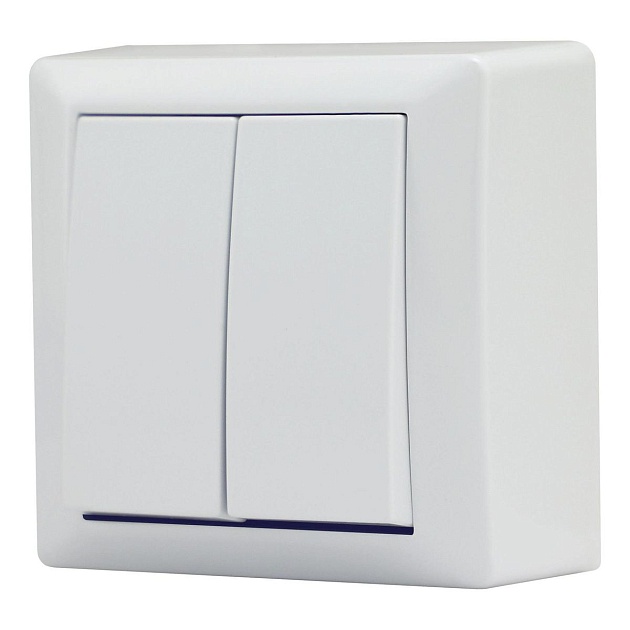 Выключатель двухклавишный Vesta-Electric Mega белый FVK030201BEL Фото № 1