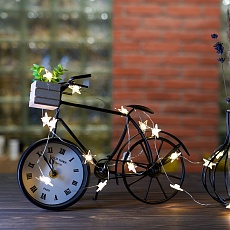 Светодиодная гирлянда Feron CL589 линейная Звездочки на проволоке, 2700К, с питанием от батареек, прозрачный шнур 2.3м 51445 2