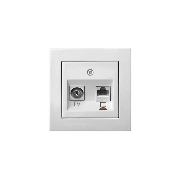 Розетка RJ45/TV Liregus Epsilon белый 28-023 изображение 1 Розетка RJ45/TV Liregus Epsilon белый 28-023 Фото № 1